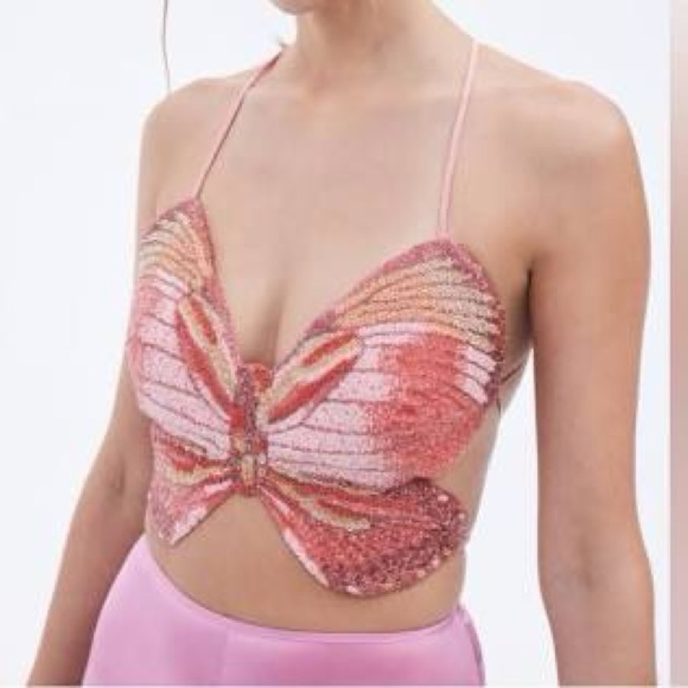 Cult Gaia Multicolor Butterfly Crop Top - Picture 2 of 4